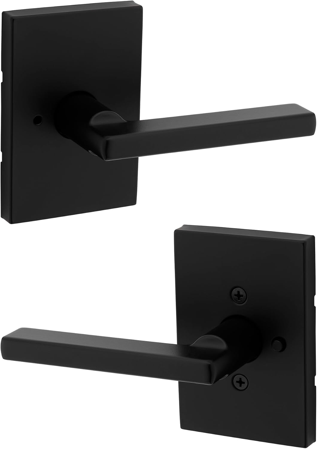 Kwikset Halifax Interior Privacy Door Handle with Lock in Matte Black