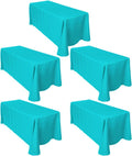 Turquoise 5-Pack Rectangular Tablecloths 90 in x 132 in - Floor Length
