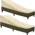 SunPatio Chaise Lounge Cover Outdoor Waterproof - 2 Pack Beige & Olive