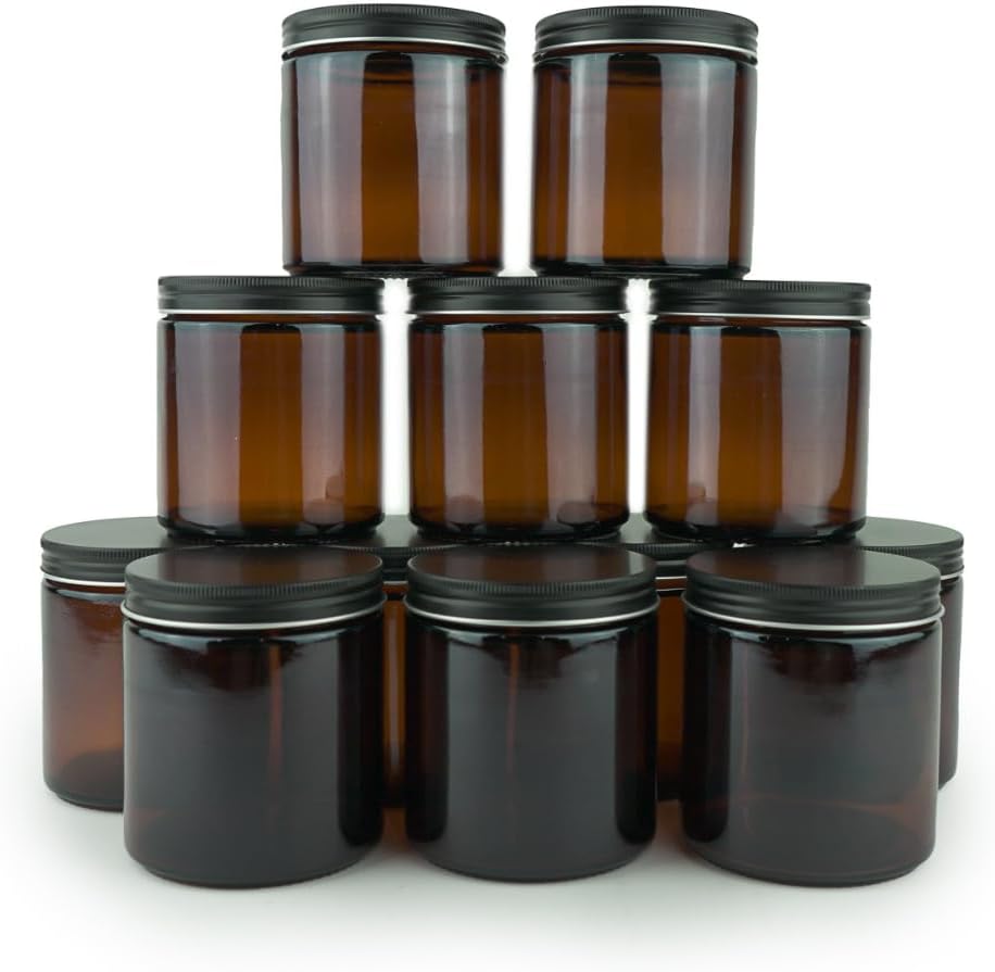 Durable 16oz Glass Amber Jars for Beauty Products and Candles