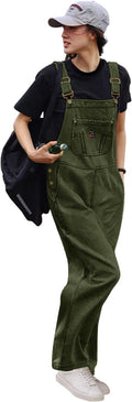 YESNO Women Corduroy Overalls Casual Adjustable Straps Jumpsuits