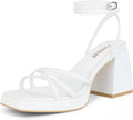 Platform Heels for Women Comfortable Strappy Short Block Sandals ISNOM
