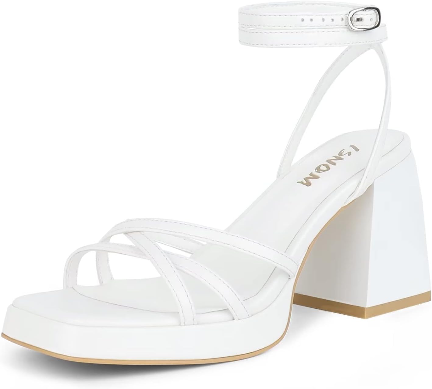 ISNOM Platform Heels for Women - Comfortable Strappy Sandals