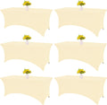 6 Pack Table Cloth 8ft Beige Spandex Fitted Rectangle Table Covers