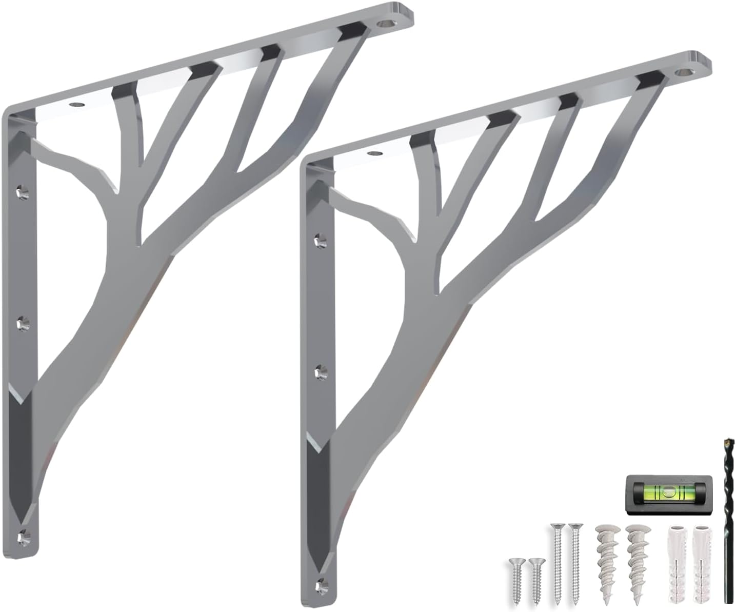 Rustic Tree Chrome Heavy Duty Shelf Brackets for Your Home
