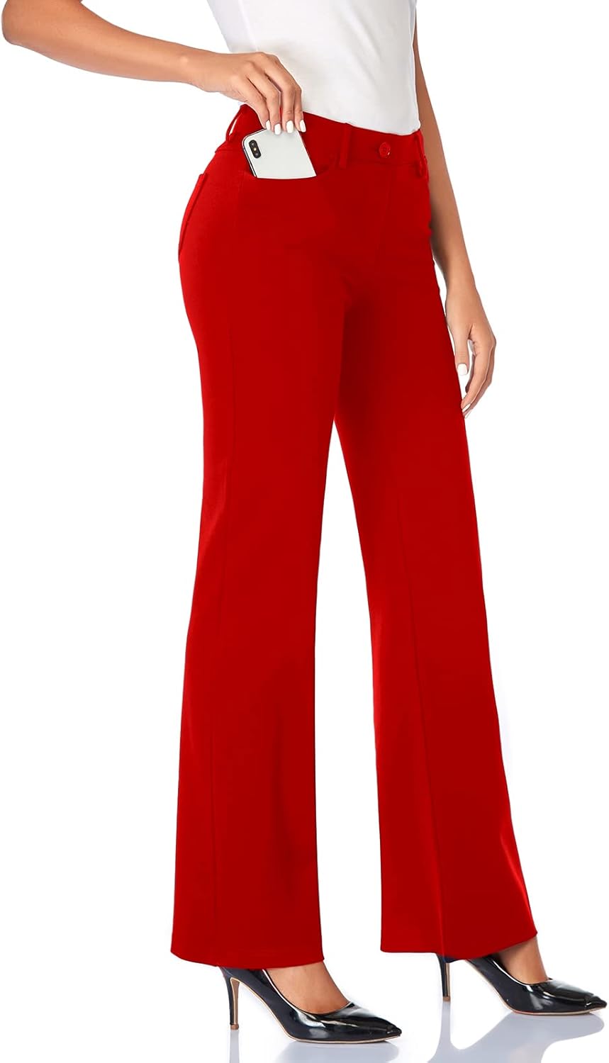 Stretchy Bootcut Dress Pants for Women with Pockets and Comfort