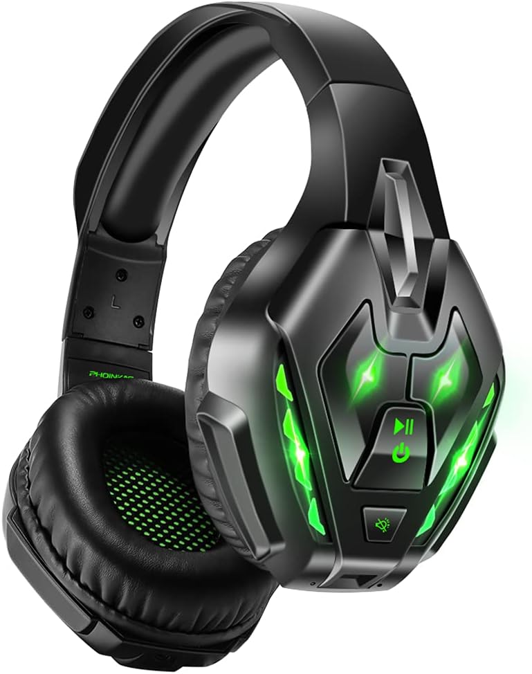 PHOINIKAS Wireless Gaming Headset: Stereo Sound, 20H Battery 