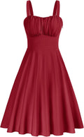 Belle Poque Vintage Sleeveless Floral A-Line Midi Dress - Flattering