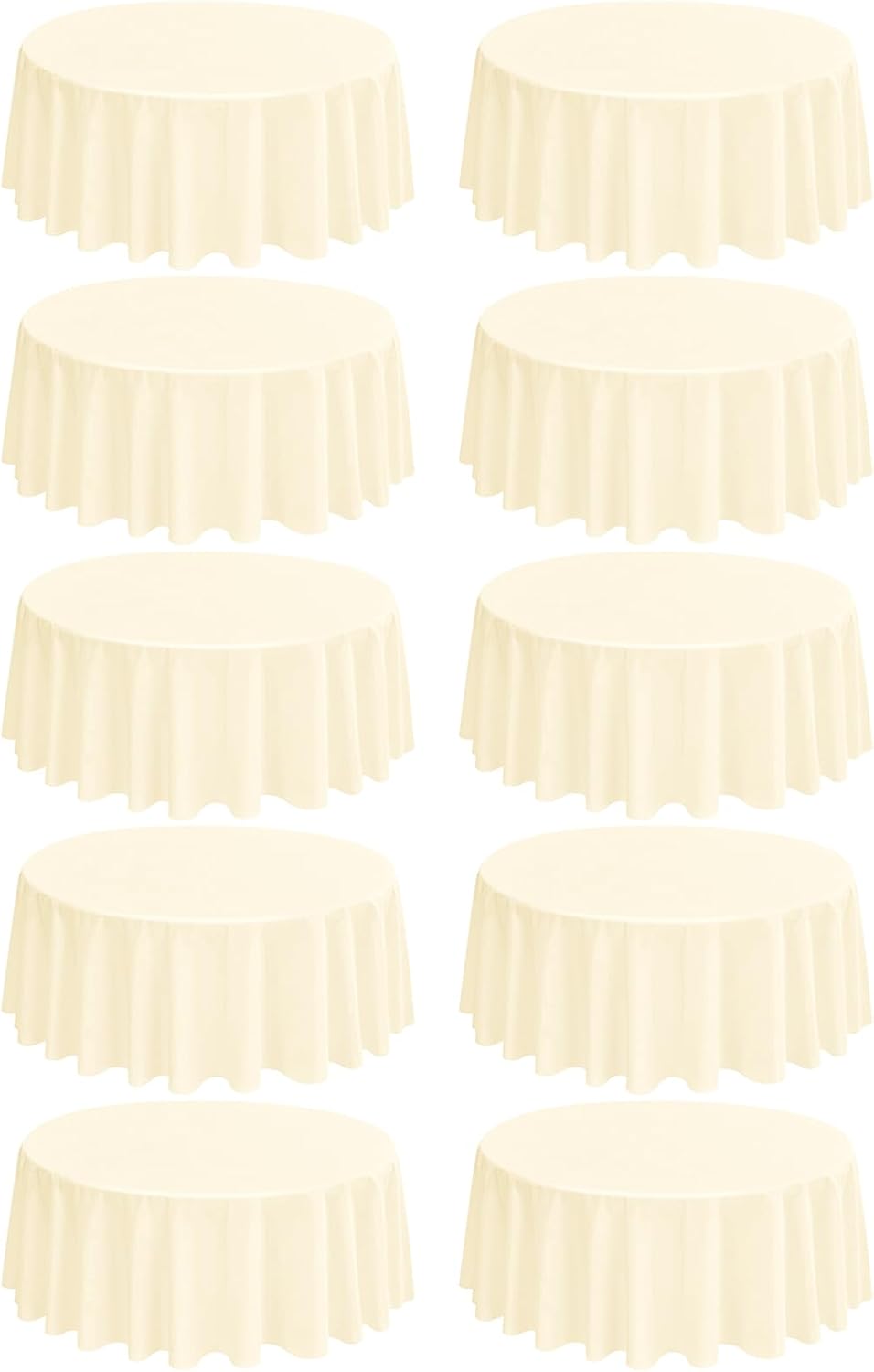 10 Pack Round Tablecloths - 120 Inch Beige Polyester Covers