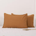 Linen Pillowcases King Size Set of 2 - Breathable Stone Washed Rust