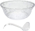 Premium Large Clear Punch Bowl 2 Gallon with Ladle - Lightweight