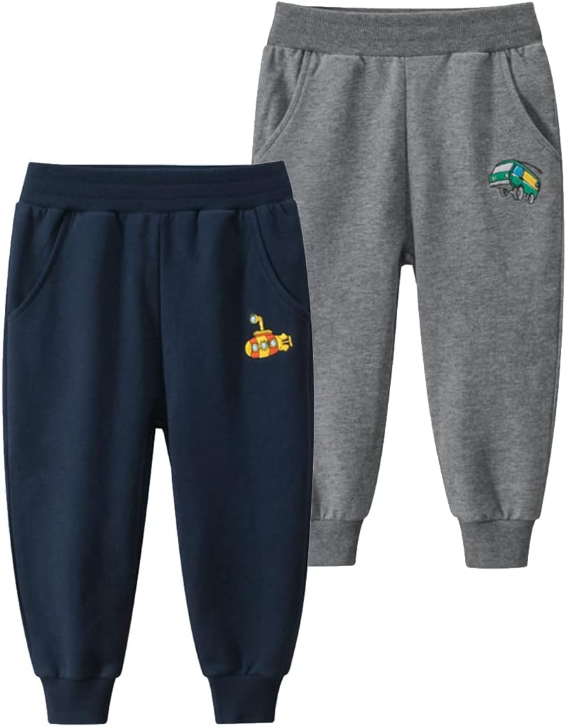Toddler Boys Cotton Active Jogger Pants 3 Pack for Kids