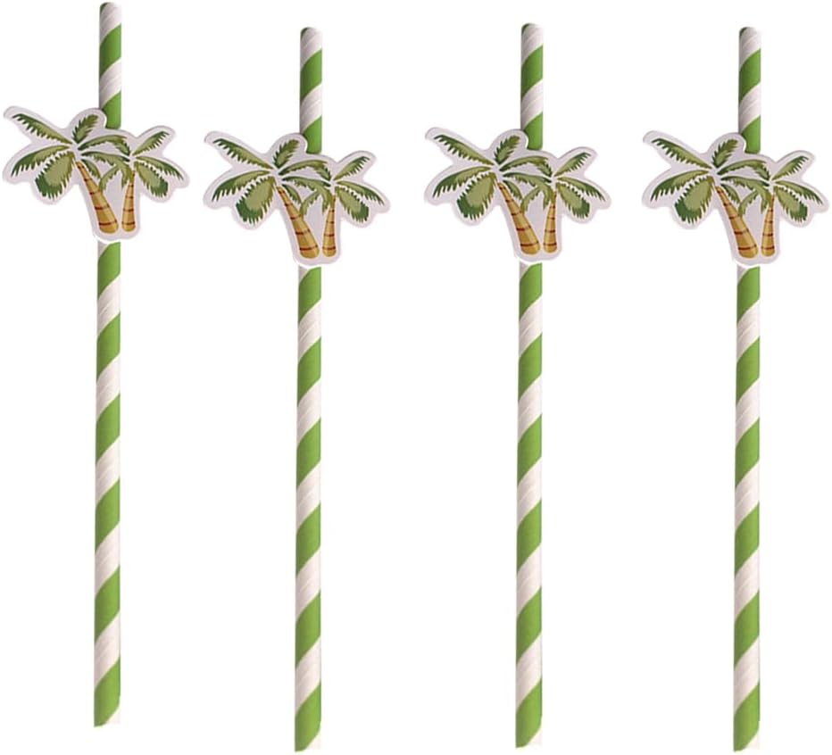 Palm Tree Cocktail Straws - 50PCS Luau Party Decor