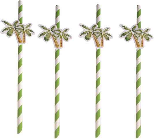 Palm Tree Cocktail Straws - 50PCS Luau Party Decor