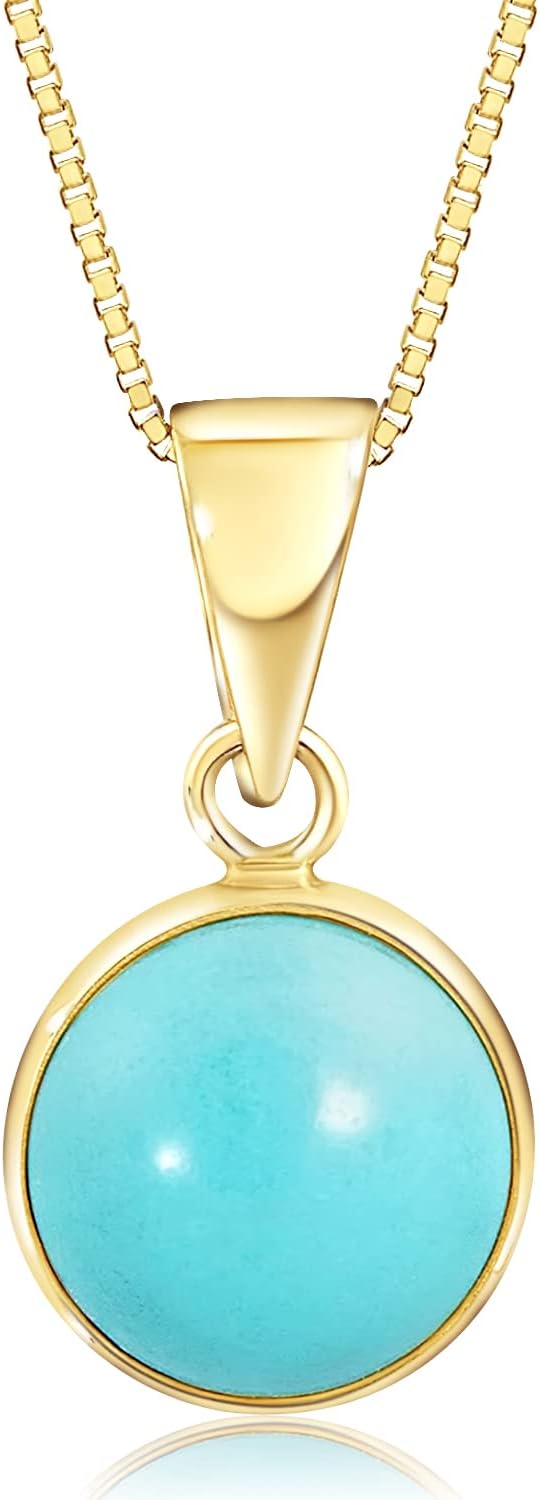 14K Gold Gemstone Necklaces for Women - Elegant Turquoise Pendant