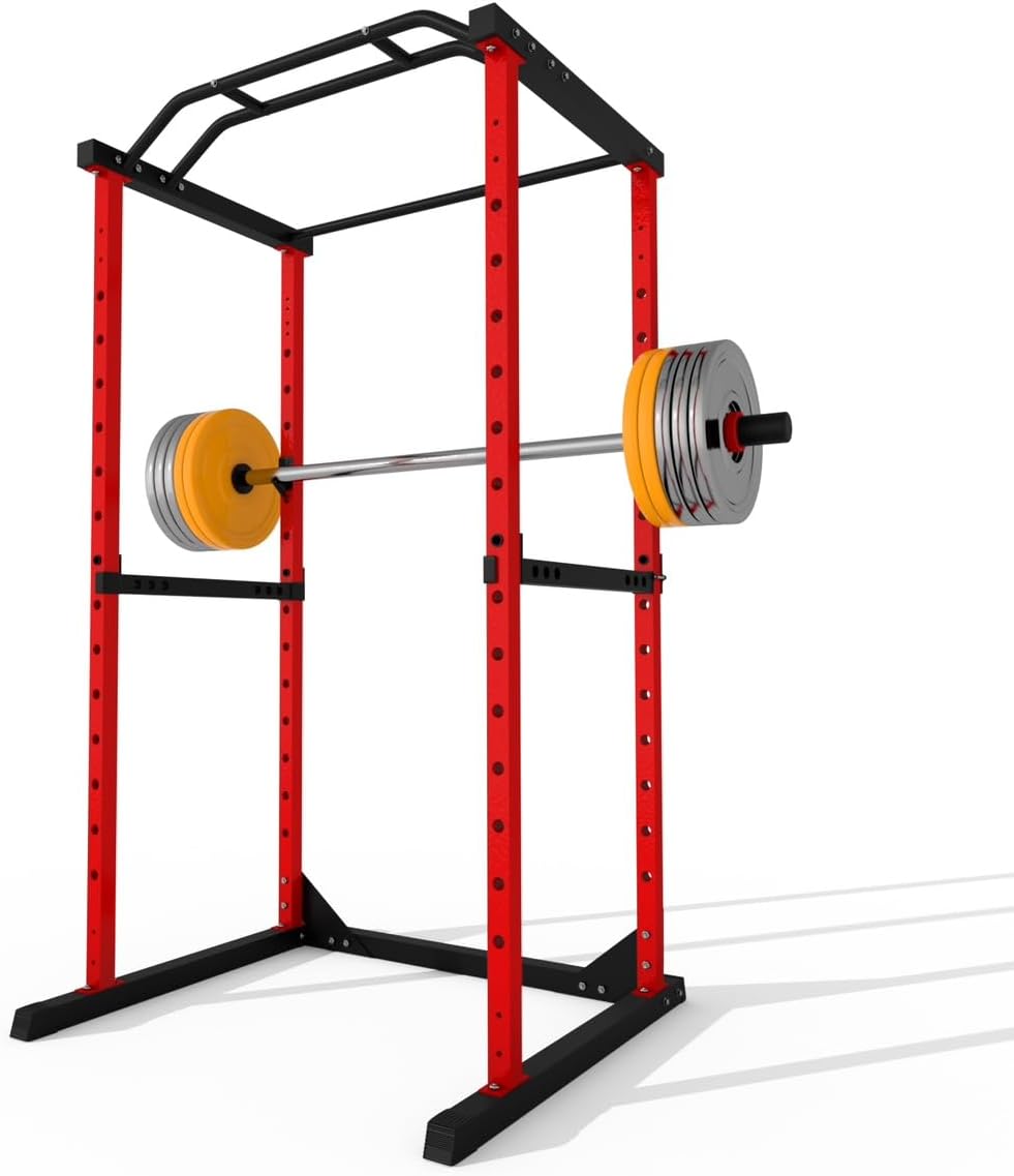 1200 lbs Power Cage Squat Rack With Dip Bars - Home Gym Essential!