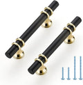 5 in Matte Black & Gold Cabinet Pulls 15 Pack - Durable 3 in CC Drawer