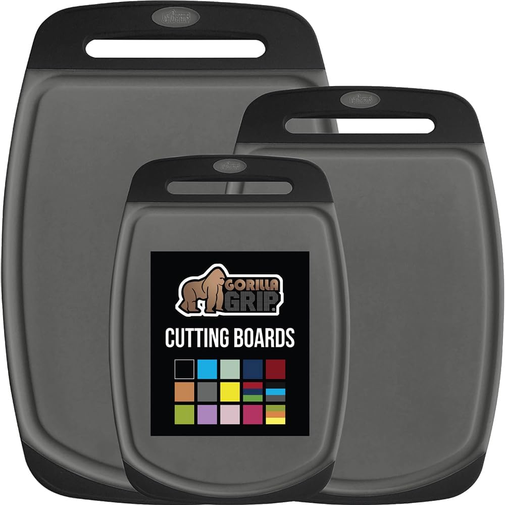 GORILLA GRIP Reversible Kitchen Cutting Board Set of 3, Durable