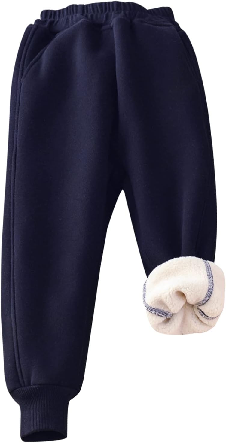Gihuo Unisex Boys Girls Winter Warm Sherpa Lined Jogger Pants