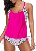 Womens Stripes Print Lined Up Double Up Tankini Set - Flattering Fit