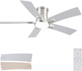 46 in Ceiling Fan with Lights and Remote - Nickel Flush Mount Low