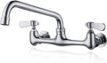 Commercial Sink Faucet 8 Inch Center Wall Mount - Durable 360 Swivel