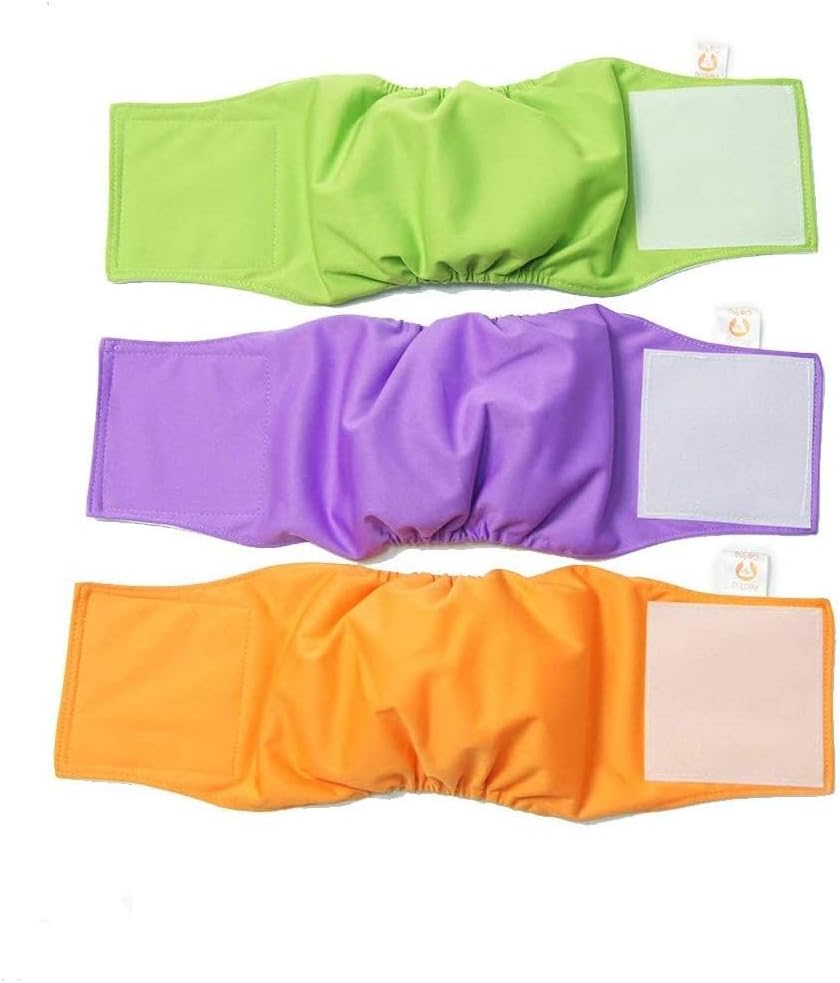 Reusable Male Dog Belly Bands - Durable & Washable - 3 Pack