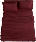 Full Size Burgundy Microfiber Sheet Set - 16in Deep Pocket Luxury