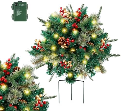 Prelit Planter Bushes Christmas with Lights and Ornaments