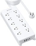 TROND Surge Protector Power Strip 15ft Extension - 10 Outlets + 4 USB