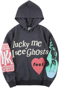 Lucky I See Ghosts Hoodie Kids See Ghosts Men's Rapper Grey Sweatshirt