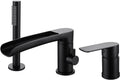 Waterfall Roman Tub Faucet with Hand Shower - Matte Black