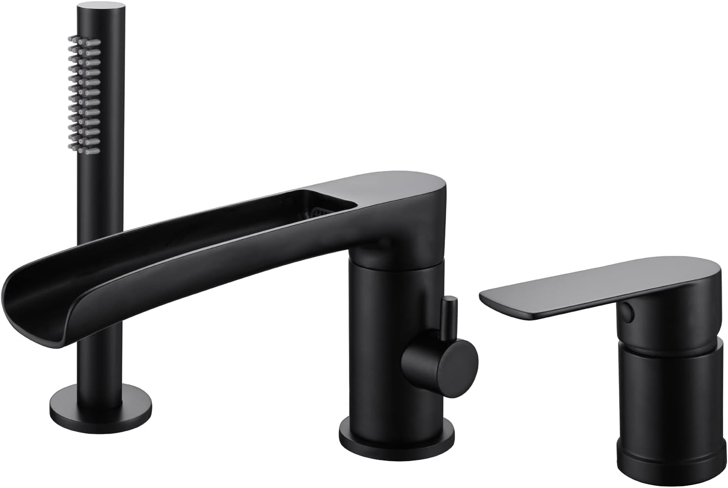 Waterfall Roman Tub Faucet with Hand Shower in Matte Black