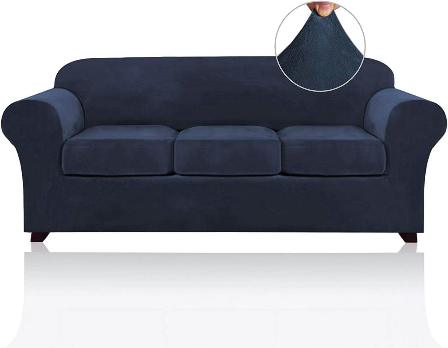 PrinceDeco Velvet Couch Covers for Sofa Soft 4 Pieces Set