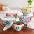 Pioneer Woman Melamine Mixing Bowls Set with Lids - 12 Pieces