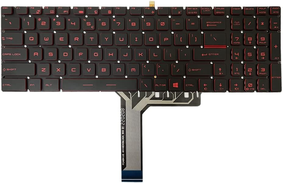 HSSDTECH RED Keyboard Backlit US Replacement for MSI Laptops