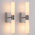 Wall Sconces Set of Two Brushed Nickel Bathroom Sconces - Modern