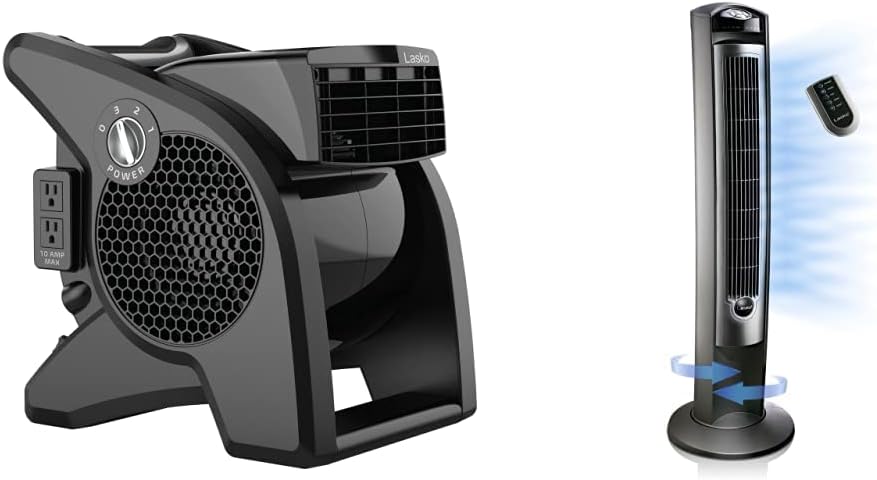 Lasko High Velocity Pivoting Blower Fan and Tower Fan Bundle
