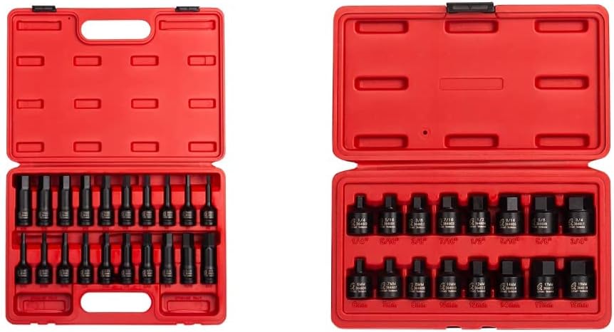 Sunex 1/2in & 3/8in Drive Impact Hex Driver Sets for Durability