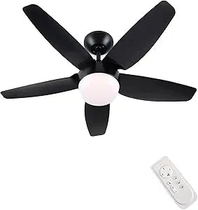 SNJ Black Ceiling Fan with Lights and Remote Control for Comfort