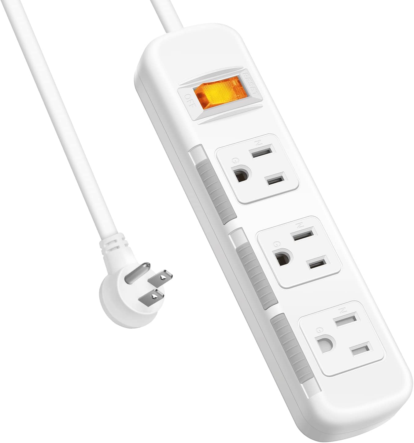 Gerass 3-Outlet Surge Protector - Child-Safe & Ultra-Secure Power Strip