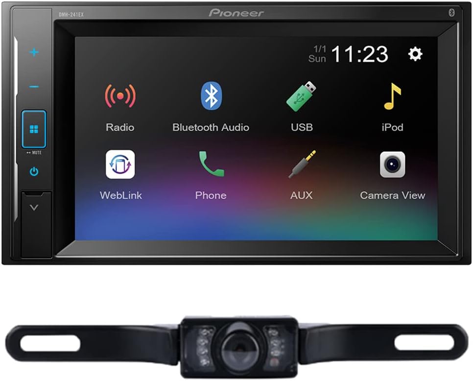 Pioneer DMH-241EX Multimedia Receiver with Backup Camera Bundle