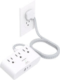 Flat Plug Power Strip 6 Ft Ultra Thin Extension Cord - Travel Friendly
