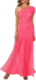 LAGSHIAN Women's Elegant One Shoulder Long Dress - Flattering Evening