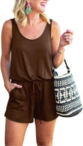 REORIA Womens Scoop Neck Sleeveless Tank Top Short Romper - Easy