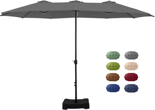15 ft Rectangle Patio Umbrella with Base for Outdoor Spaces