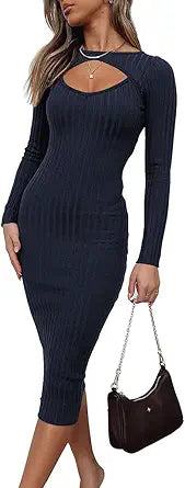 LILLUSORY Fall Womens Sweaters Bodycon Dress for Stylish Comfort