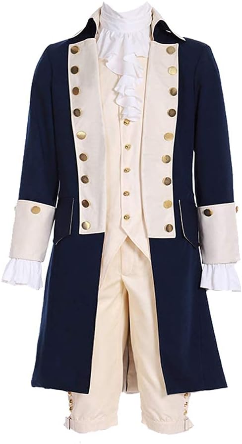 Men's Colonial Hamilton Military Costume with Blue Jacket