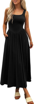 Women's Summer Maxi Dress 2025 - Flowing Patchwork Knit Sundress