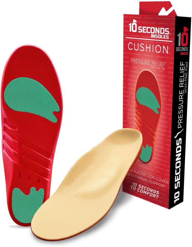 10 Seconds Pressure Relief Insoles with Metatarsal Pad for Comfort